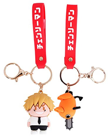 Roffatide Chainsaw Man Anime Keychain Denji Pochita Cartoon Figure Key Chain Rubber Pendant Cute Keychain Car Backpack Keychain for Women Boys Girls 2pcs
