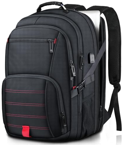 tazbuzo Travel Backpack, Extra Large 50L Laptop Backpack for Men Women, Black, 17.3 inch