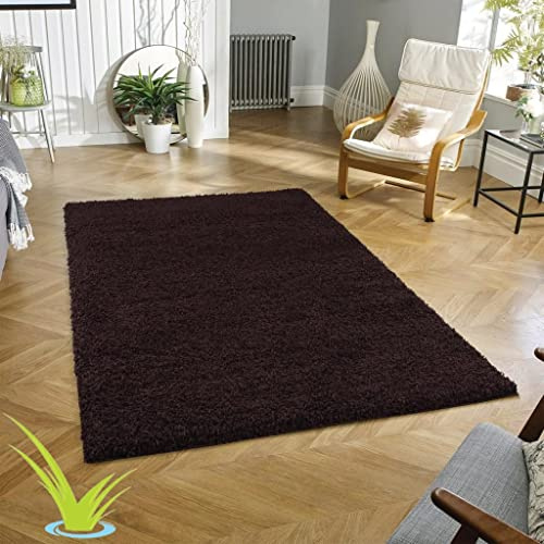 Wadan 200x290cm Brown Shaggy Rugs Living Room |5mm Thick Pile | Extra Large Small Medium | Rectangular Size | Soft Touch | Living Room Area Rugs | Non Shedding
