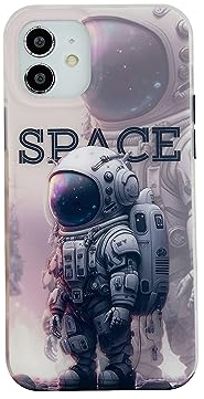 Yonds Queen Schutzhülle für iPhone 11 niedliche Hülle, Cooler Cartoon Astronauten Weltraumplanet Mond Design stilvolle Abdeckung stoßfest modische Hülle (weißer Raum, iPhone 11)