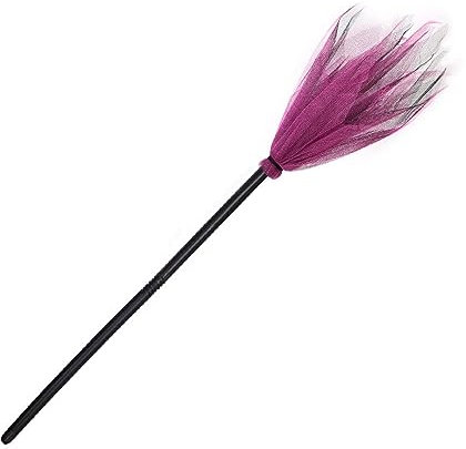 Lezevn Scopa da strega di Halloween, scopa da strega, per feste di Halloween, per bambini, per cosplay, decorazione per costume (rosa acceso)