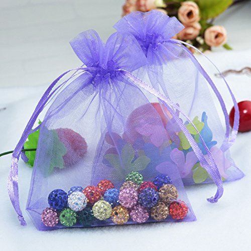 SYSUII 100 sacchetti in organza, 9 x 12 cm, sacchetti regalo in organza, sacchetti per gioielli, sacchetti con coulisse, per festival, caramelle, feste e matrimoni, Natale, lilla
