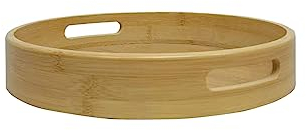 Bandeja Redonda para Servir Material de Bambú Natural con Mango (Ø 25cm)