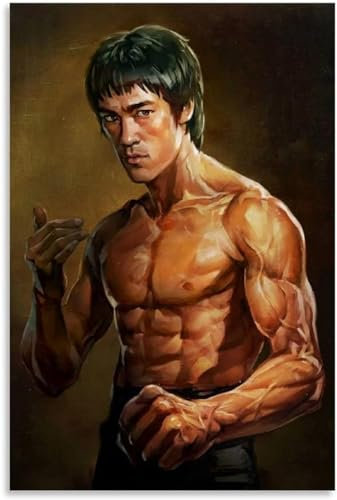 FURLOU Bruce Lee Kung Fu Cooles Leinwand-Kunststudio-Poster und Wandbild, Bilddruck, Moderne Heimdekoration, Büroposter, 60 x 90 cm