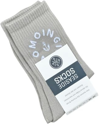 Seaside No.64 Socken mit maritimer Botschaft – verschiedene Ausführungen | Tennissocken im nordischen Stil - farbige Strümpfe mit Schriftzug - Unisex auch für alle Landratten – Seaside No.64