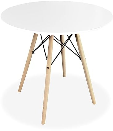 Homey - Mesa Redonda de Comedor o Cocina Acabada en Blanco Modelo Malmö, Práctica y Funcional. Medidas: 80 cm (Largo) x 80 cm (Ancho) x 75 cm (Alto)