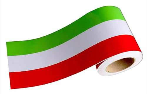 Fascia banda adesiva adesivi bandiera italia tricolore in 8 misure decal moto casco cod.2116 (Altezza 5 cm - Lunghezza 130 cm)