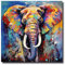 LZIMU Elefanten Leinwand Bilder bunte Elefanten Poster Drucke abstrakte Waldtiergemälde für Kinderzimmer Kinderzimmer Dekor Gerahmt (Bild-4, (30.00 x 30.00 cms))