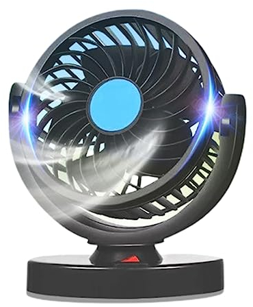 Paopaoldm Ventilador eléctrico para coche, montado en el salpicadero, rotación de 2 velocidades, potente ventilador de aire de refrigeración para SUV, ventilador de coche, 12 V, 24 V, USB