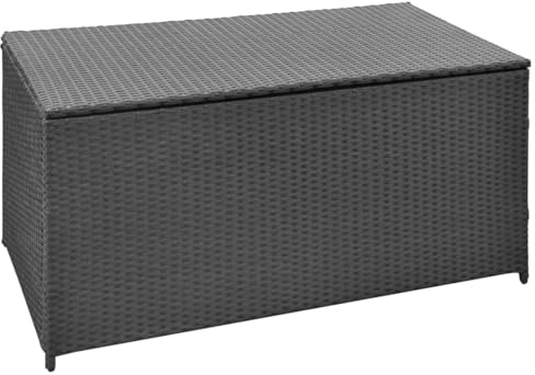 Polyrattan Auflagenbox 120x50x60 cm Gartenbox Kissenbox Gartentruhe Truhe Box Aufbewahrungsbox Auflagenkiste Garten Schwarz