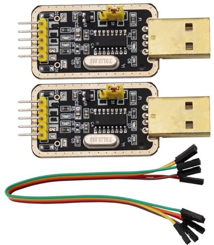 Heevhas 3.3V/ 5V Convertidor TTL de USB a serie CH340G UART Módulo adaptador en serie Componentes de depuración con cables (2 piezas)