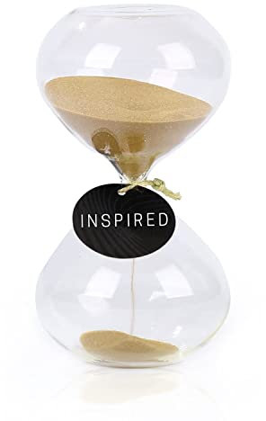 GNEGNI LIFE Reloj de arena de 60 minutos, reloj de arena dorado con temporizador de cocina, cristal inspirado, hogar, oficina, escritorio, decoración
