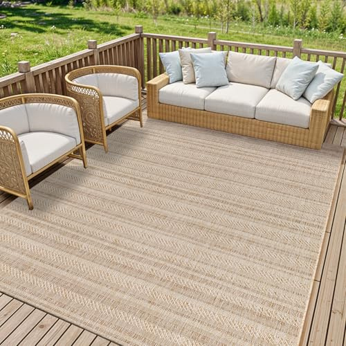 Livabliss Kavita Ibiza Indoor Outdoor Rug, Boho – 200x275 cm, Beige & Brown