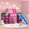 Tidyard Kinderhochbett,Hochbett Komplettset mit Tunnel Vorhängen,Spielbett Bett für Kinder Kinderbett Etagenbett Stockbett mit Tunnel Rosa 80x200 cm Massivholz Kiefer