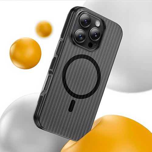 AirGear® Wavy - iPhone 16 Pro Max Hülle MagSafe - Hülle für iPhone 16 Pro Max, MagSafe Case - Grau-Schwarz