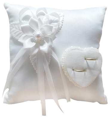Cuscinetto Fedi Nuziali, Cuscinetto Porta Fedi Matrimonio, Cuscino Bianco Con Fiocco E Perla Simulazione, Scatola Per Anelli Di Fidanzamento, Cuscino Per Anelli Bianco Per Matrimonio, Proposta