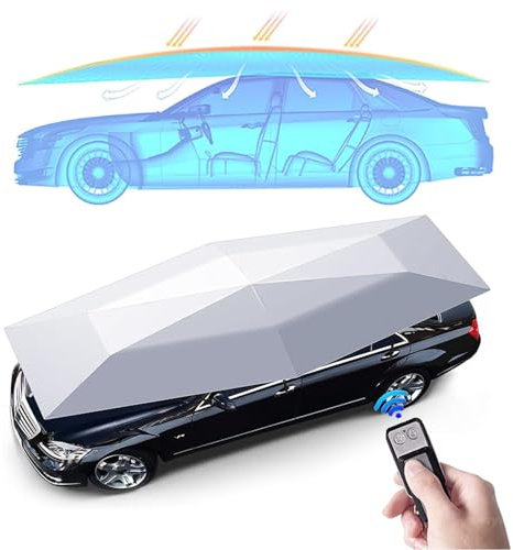 Carport Mobile Completamente Automatico Intelligente, Carport Pieghevole con Protezione Solare, Carport Mobile, Carport Portatile, per SUV, furgoni, Camion, Grigio-4,2 * 2,1 m