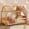 smartwood Montessori Hausbett 90x200 - Gelb - für Kinder - Kinderbett mit Lattenrost & Verstellbarer Rausfallschutz - Milo Bett aus Massivkiefernholz für Jungen & Mädchen - Belastbar bis 230 kg