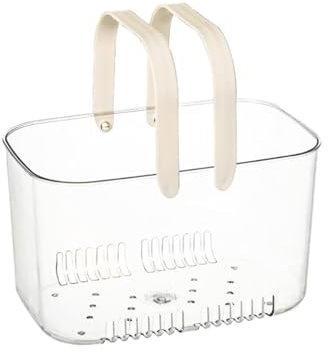 Balakaka Panier de douche portable de 5,8 L, avec trou de drainage pour le rangement des cosmétiques, panier de bain avec poignée pour salle de bain, style crème
