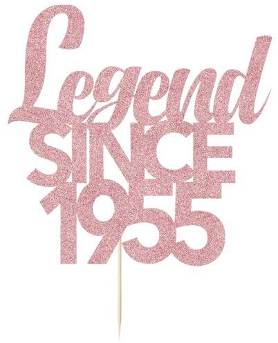 Awesome since 1994 cake topper 30th birthday happy birthday cake topper men and women cheer 30 years old handmade black glitter cake decoration (Legend since rose gold, 1955)