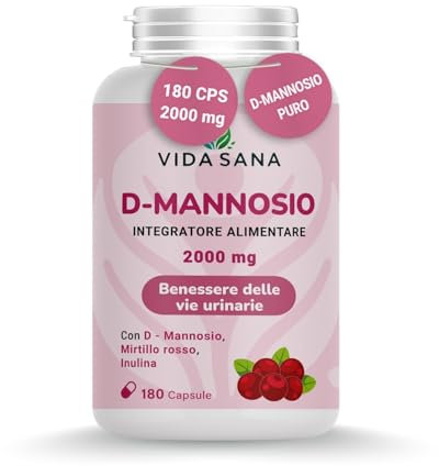 Miglior D MANNOSIO PURO Mirtillo rosso d mannosio cistite vie urinarie 2200mg cistite, dmannosio 180 capsule,mannosio per cistite integratore cistite donna e cistite combatte candida e infezioni
