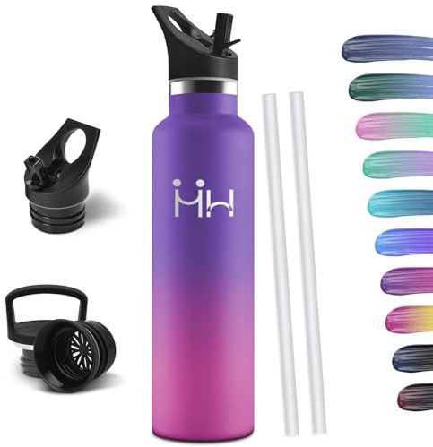 HoneyHolly Botella Agua Acero Inoxidable, 1000ML Reutilizable Sin BPA, Botella Agua Termica, Botella Agua, Aislamiento Al Vacío de Doble Pared, Termos, Cantimplora para Adultos, Deporte