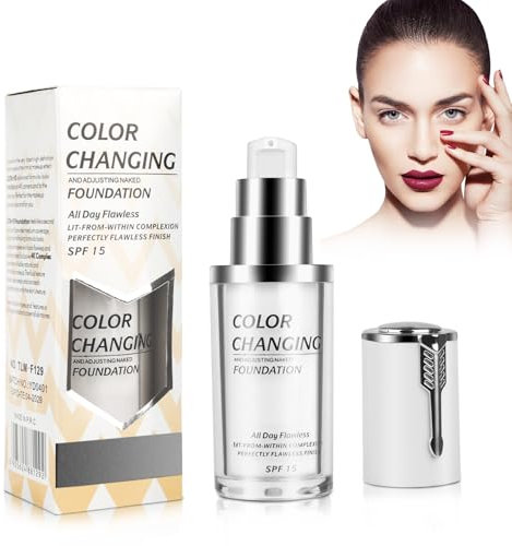 Farbwechselnde Foundation für reife Haut, Foundation Color Changing, Color Changing Foundation, Feuchtigkeitsspendende Foundation Make Up, Leistungsstarker Concealer, SPF15