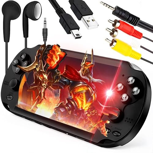 Retoo Consola de juegos portátil, pantalla HD de 5,1 pulgadas, consola de juegos retro portátil con más de 1000 juegos, lector de tarjetas SD, auriculares incluidos, ideal para niños y adultos, color