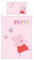 Peppa Wutz Kinder-Bettwäsche-Set | 100x135 cm Deckenbezug + 40x60 cm Kissenbezug | Atmungsaktive Baumwolle | Mit Reißverschluss | Peppa Pig Schmetterling in Rosa | Geschenkidee Mädchen