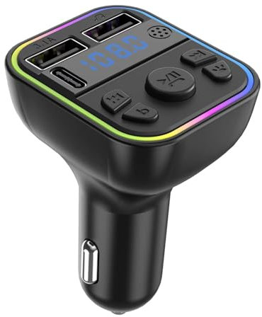 FM Blue-tooth Transmitter Car - Blue-tooth for Car Hands less, Car Mp3 Music Player B-T Wireless FM Transmitter Radio Adapter with Double USB Charging, Car Charger Supports TF Card & USB Disk for Car