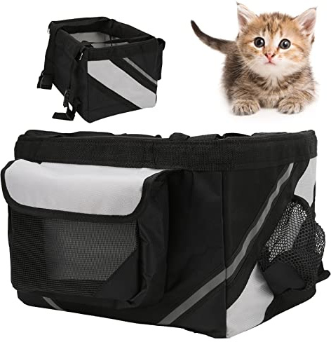 ZJchao Bike Basket Front, Knee Scooter Basket Quick Release Bike Handlebar Front Basket, Black, Small Pet Cat Dog Carrier for Commuting Shopping Camping