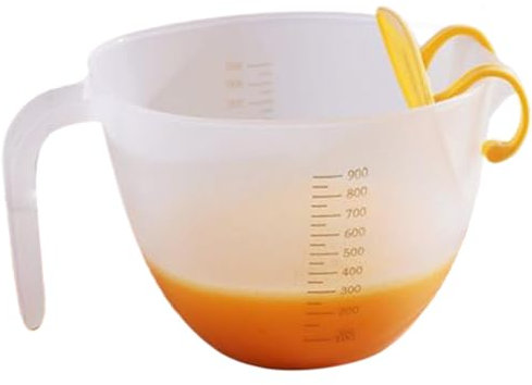 Vaso medidor de huevos, vaso medidor de batidor de huevos de 1000 ml, colador de huevos de embudo con deflector, batidor de huevos portátil y taza mezcladora, herramienta de cocina multiusos para