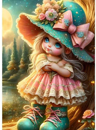 GDYEEH Fee Mädchen Diamond Painting Erwachsene, 5D Karikatur Elfe Diamant Kunst Bilder Anfänger, DIY Runder Vollbohrer Fantasie Diamanten Malerei Stickerei Kreuzstich Geschenke Home Wand Dekor 30x40cm