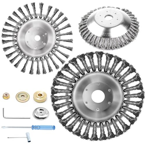 2 Stücke Unkrautbürste für Rasentrimmer,Hochwertige Wildkrautbürste,Kegel Unkrautbuerste, Professional Unkrautbürste, Motorsense Drahtbürste, Wildkrautbürste für Motorsense,(6 Zoll+8 Zoll)