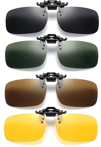 Jesiah 4 Pack Clip on Sunglasses for Prescription Glasses Polarized Flip up