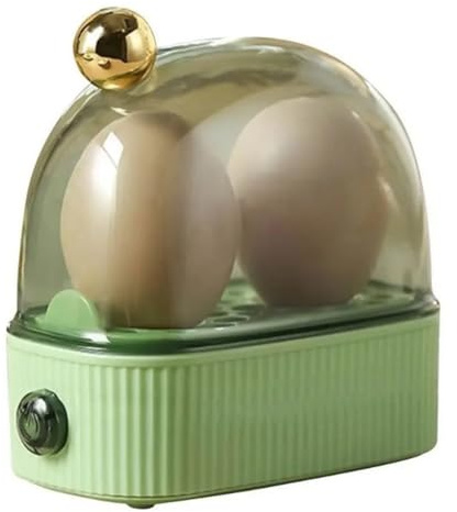 Giuneuow Elektrischer Eierkocher, Automatischer Herd, Schneller Eierkocher, Frühstücksmaschine, Multifunktions-Eierkocher, 2 Eier, EU-Stecker, Grün