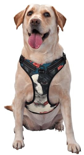 Terrier Dog Hundegeschirr, kein Ziehen, verstellbar, reflektierend, Oxford, einfache Kontrolle, Größe M und L