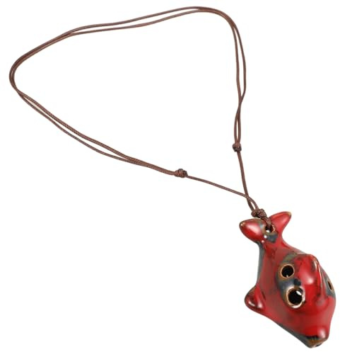 Delfinform Okarina Rot mit 4 Löchern, Keramik | Blasinstrument für Anfänger, Tragbare Form, Keramik Ausführung, Schönes Klangbild, Delfin Geschenk