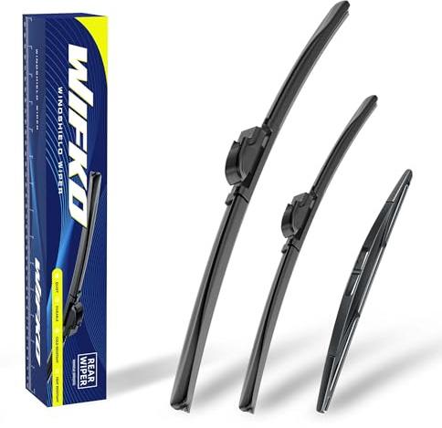 Scheibenwischer Set für Nissan Micra IV K13K/KK 07.2010-2017 Vorne & Hinten | 2 Front + 1 Heck, Vordere Flachbalken-Wischer, Auto Scheibenwischer Frontscheibe und Heckwischer, Direkte Montage