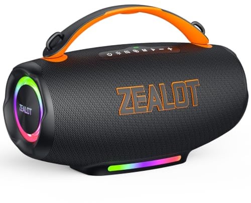 Zealot Bluetooth Speaker, 100W Booming Sound Speakers Wireless, IP56 Waterproof Outdoor Speakers, 24H, EQ, AUX, TF Card, USB Playback, Powerful Bass Speaker for Home, Party, Camping