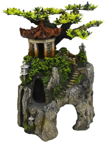 Nobby Aqua Ornaments Tempel MIT FELSHÖHLE mit Pflanzen 16 x 14 x 22,5 cm