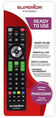 Superior Electronics Panasonic Smart TV Replacement SUPTRB011, La télécommande Universelle pour Les TV Panasonic (Smart et Non Smart) Noir