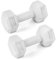 Spokey MONSTER II Set mit zwei PVC-beschichteten Zementhanteln Gym Training Hanteln mit sechseckiger Form, Gewichtsvarianten ab 1, hellgrau