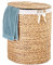 Casa Mina® Wäschesammler mit Deckel D45 x H55cm hoch I Atmungsaktiver Wäschekorb geflochten aus 100% Naturfaser I Robuster Wäschesammler mit Griffen & waschbarem Innensack I Wäschekörbe - Manila