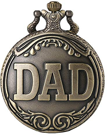 CokinkiDs Herren Papa Taschenuhren Bronze zu Meinem Vater Quarz Fob Uhren mit Kettenanhänger Anhänger für Männer Papa Geburtstag Vatertagsgeschenke