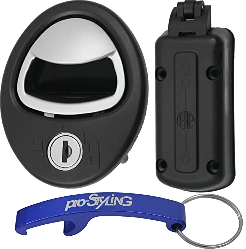 Türschloss Klappenschloss Tür Schloss Wohnwagen Wohnmobil Caravan FF-System Alu schwarz im Set mit pro-Styling Schlüsselanhänger