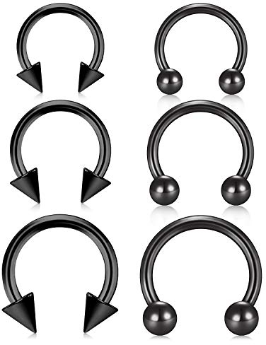 Longita 6 Stück 16G Septum Piercing Nasenpiercing Chirurgenstahl Helix Tragus Knorpel Piercings Ohr Lippe Hufeisen Ring Köperschmuck Innen 8-12mm