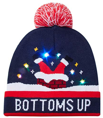 AIDEAONE Weihnachtsmützen Partymütze LED Mütze Weihnachten Weihnachtsmann Lustige Mütze mit Licht