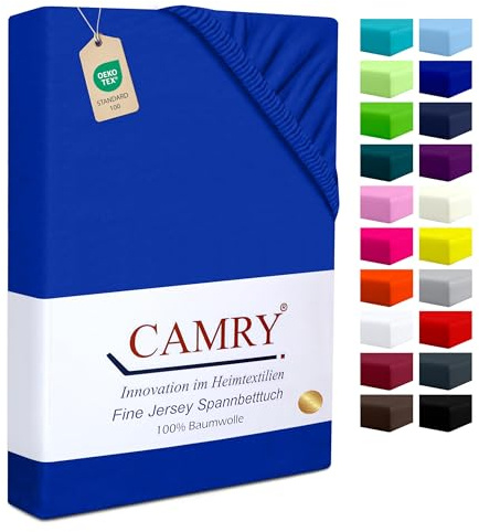 Camry Spannbettlaken 180x200cm - 200x200cm Royalblau Baumwolle Bettlaken Jersey Spannbetttuch Oeko-Tex
