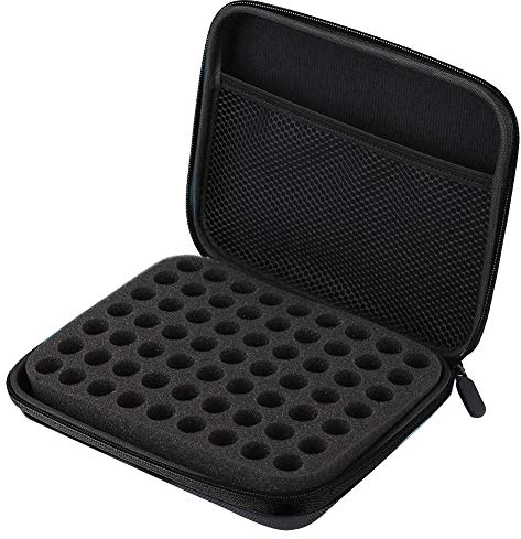 Aufbewahrungstasche 63 Steckplätze Tragbare Aromatherapie-ätherische Öle Aufbewahrungstasche Case Box Organizer (21,5 * 17,2 * 5 cm)(Schwarz)